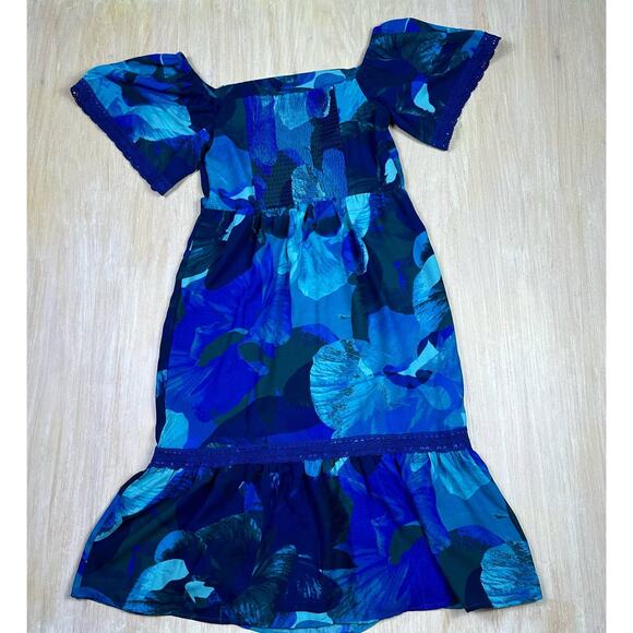 NWT Sophia Jeans by Sophia Vergara Shoulder Bustier Floral Midi Dress Medium - Picture 8 of 16